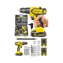 Steiner Kupfer Darbeli 58 V 5 Ah Çift Akülü Vidalama Matkap Sarı + 24 Parça Set