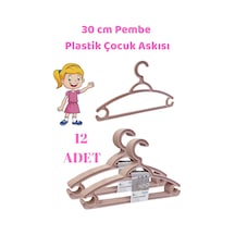 Çocuk Askısı Pembe Plastik 30 Cm Kıyafet Elbise Askısı 12 Adet Diğer