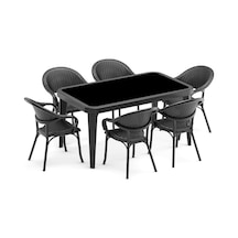 Bintaşmobilya Siyah Rattan Plastik Dış Mekan Bahçe Masa Sandalye Takımı (429512833) Siyah