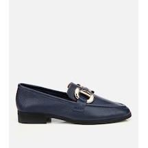 Hotiç Kadın Deri Lacivert Tokalı Klasik Loafer
