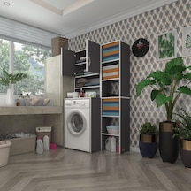 Kenzlife Çamaşır Makinesi Dolabı Hayzummaks Gri 180 096 55 Banyo Kiler Çift Kapaklı Arkalıklı Çok Renkli