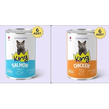 Sos İçerisinde Et Parçacıklı Tavuklu Ve Somonlu Kedi Konservesi 400 Gr 12 Adet
