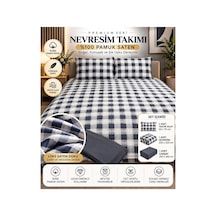 Slc Home %100 Pamuk Saten Gri/siyah Şık Tasarım Çift Kişilik Nevresim Takımı %100 Pamuk 4 Parça Gri - 938554151 Gri