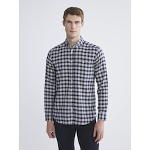 Lcwaıkıkı Classic Ekru Regular Fit Uzun Kollu Ekose Erkek Gömlek