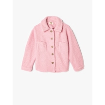 Koton Oversize Peluş Gömlek Ceket Uzun Kollu Düğmeli Cepli Pembe 5wkg20003aw Gül Gülkurusu