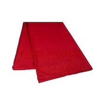 Simli Keten Runner, Kırmızı, 45x150cm Açık Bej