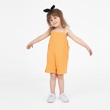 Luess Kız Çocuk Cep Detaylı Tulum-turuncu