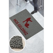 Ayakkabı Logolu Ayakkabıcı Iş Yeri Kıvırcık Paspas Gri