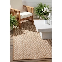 Karamel Ve Ekru Zikzak Sisal Dokulu Halı - Fm01w Kahve