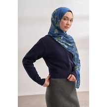 Armanda İthal Vual Almond Blossom Desen Şal -4464 - 70 X 180 / İndigo - 520 İndigo - 520