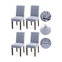 Bambu Nano Kumaş Likralı Lastikli Sandalye Kılıfı Yıkanabilir Esnek Sandalye Örtüsü 4 Lü Set Açık Gri