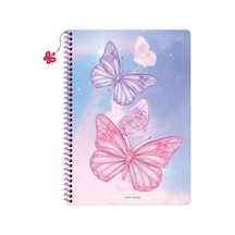 Keskin A4 Kareli Charmlı Kelebek Defter - Pembe Pembe