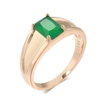 Kinel Kare Koyu Yeşil Opal Zirkon Kadın Yüzük 8 Rose Gold