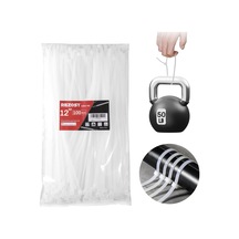 Beyaz Zip Bağları 12 İnç 100 Paket Açık Gerilme Mukavemeti 50 Lbs Uv Dirençli