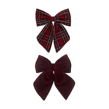 Mimi & Lula Tartan Agnes Bow 2'li Toka - Red Karışık