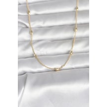 Cm 14k Gold Renk Damla Topçuk Model Zincirli 60 Cm Kadın Kolye - Altın