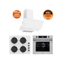 Afm Tech & Ferre Markalı FM7701 - CS206-FA - FM3301 Edit Turbolu Dijital Beyaz Cam Ankastre Set