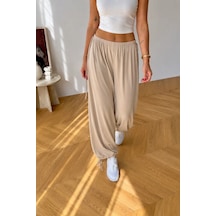 Bb Butik Basic Kadın Salaş Paraşüt Pantolon Ayarlanabilir Paça Frv34 Bej