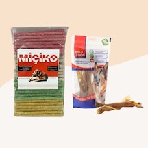 Miçiko Renkli Munchy Köpek Ödülü 100'lü + Dana Kelle Derisi 100 G