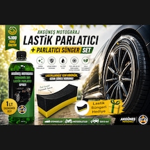 Akgüneş Motogaraj 1 Lt Lastik Parlatıcı + Lastik Parlatma Süngeri Seti Derin Parlaklık Ve Uzun Süreli Koruma