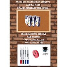 45x60 Cm Metal Çerçeve Yazı Tahtası Ve Mdf Çerçeve Mantar Pano Seti