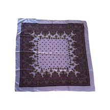 Tikitonki Yumuşak Dokulu Etnik Desenli Saten Lila Eşarp - 90x90 Lila Lila