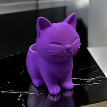Bezos 3d Baskı Sevimli Kedi Saksı - Figürlü Sukulent Saksısı-mor Dmc