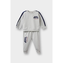 Defacto Erkek Bebek 2li Takım Okul Baskılı Sweatshirt Eşofman Altı F3301a525augr503 Gri
