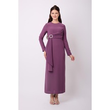 Violevin Er-cool Kadın Tokalı Kalem Elbise 8148-33-mor