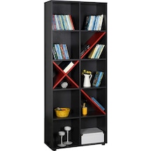 Gaming 10 Raflı Kitaplık - Antrasit-kırmızı 75x188x30 Cm Gxyxd
