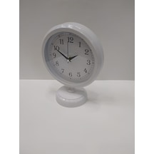 Beyaz Metal Ofis Salon Otel Masa Saati 25*20 cm