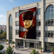 Mavi Gözlü Kalpaklı Gazi Mustafa Kemal Atatürk Ay Yıldız Poster Poster Bayrak Raşel Kumaş 6x9 Metre Ata37 Diğer