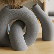 Gees Global 3d Baskı Interlocking Vazo - İç İçe Geçen Dekoratif Vazo-gri Gbzs