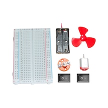 Temel Devre Seti - Breadboard, Pil Kutusu, Motor, Pervane, Duy-ampul, 2 Anahtar - Standart