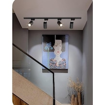 Mylights Siyah Dörtlü1mt Ray Spot Gun Isıgı Ampullu Harekletli Ray Spot Led Spot Led Avize Panasonıc Ampullu