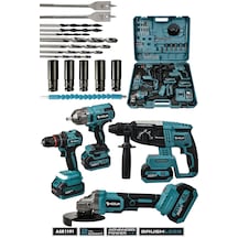 Assur ASR1191 21V Darbeli Kömürsüz 4'lü Set Mavi