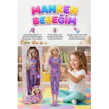 Elonna Urban Life Manken Bebek Seti - 30 Cm Hareketli Eklemli Modern Kıyafetli Moda Bebeği Mor
