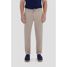 Sabri Özel Erkek Bej Dar Kesim Slim Fit Dokuma Yan Cep Jogger Pantolon