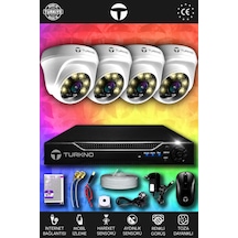 Turkno 4 Kameralı Domie 4 İç Kamera Set HDD'siz Full HD Renkli Gece Görüşlü Güvenlik Kamerası Sistemi