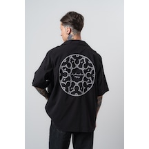 Respire Erkek Itsbyzey Nakışlı Oversize Gömlek Siyah