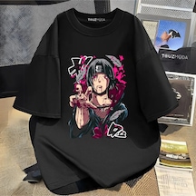Startmore Anime Naruto İtachi Uchiha Baskılı Unisex Oversize Siyah