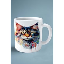 Maine Coon Kedi İsimli Kişiye Özel Baskılı Kupa Bardak Model 5 Çok Renkli