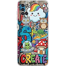 Samsung Galaxy A31 İle Uyumlu Grafiti Create Art Tasarımlı Şeffaf Silikon Kılıf Şeffaf