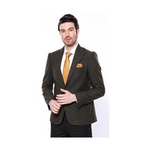 Sivri Yaka Tek Düğme Haki Slim Fit Ceket Wessi 001