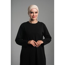 Hürrem Bone Bej Pratik Hazır Geçmeli Tesettür Bone Fukuro Piliseli Örgülü Güllü 1823 12 Bej