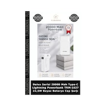 Delux Serisi 20000 Mah Type-c Lightning Powerbank Trm-1027 22,5w Beyaz Batarya Cep Şarjı Çok Renkli