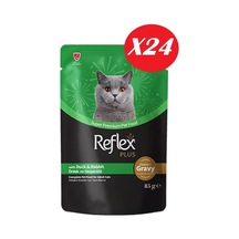 Reflex Plus Sos İçinde Parça Ördek Ve Tavşan Etli Yetişkin Kedi Konservesi 85 Gr 24 Adet