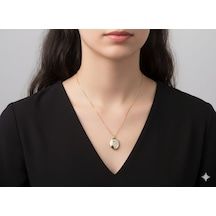 Akfecan Çelik 316l Zirkon Taşlı Içi Açılır Alya Kolye Altın