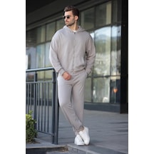 Madmext Boyalı Gri Kapüşonlu Fermuarlı Basic Erkek Eşofman Takımı E7331 Boyalı Gri