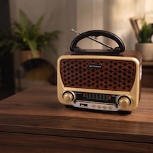 Nostalji Müzik Kutusu - Solar Panelli - Şarjlı - Aux Girişi - Led Fener - Bluetooth Renkli